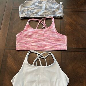 Set of Three Athleta Girl Strappy Sports Bras